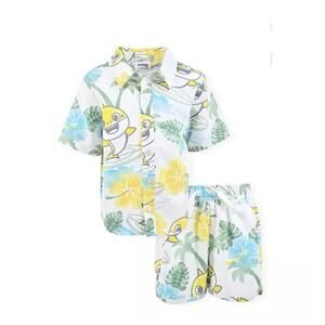 Nickelodeon Baby Shark Toddler Boy 2 Piece Woven Short Set short sleeve cream 2T